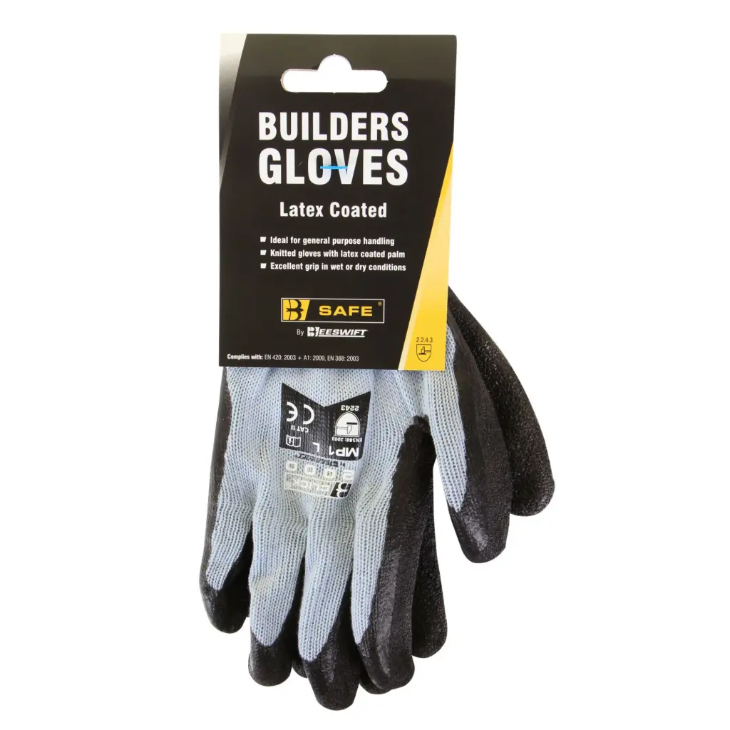 Beeswift B-Safe Builders Latex Glove Black XL (Pair)