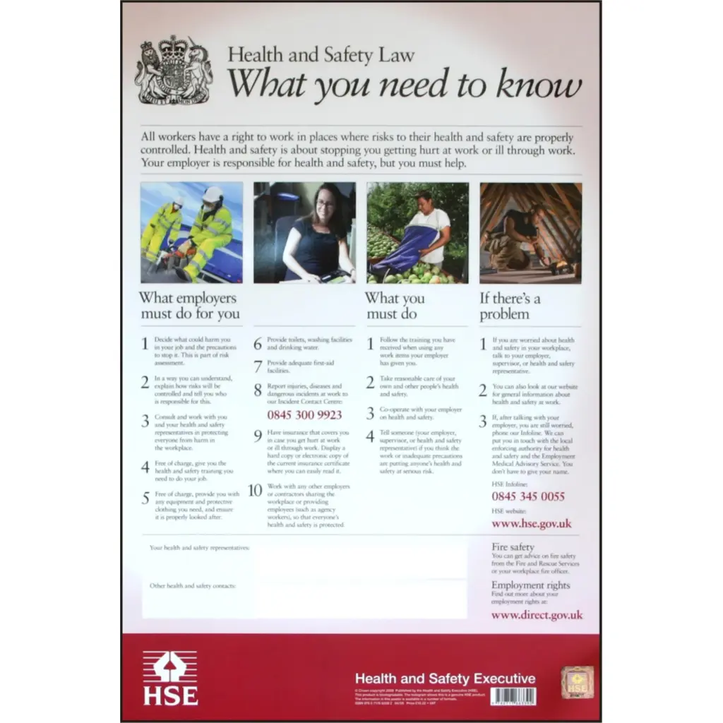 Beeswift B-Safe Health and Safety Law Poster PVC 