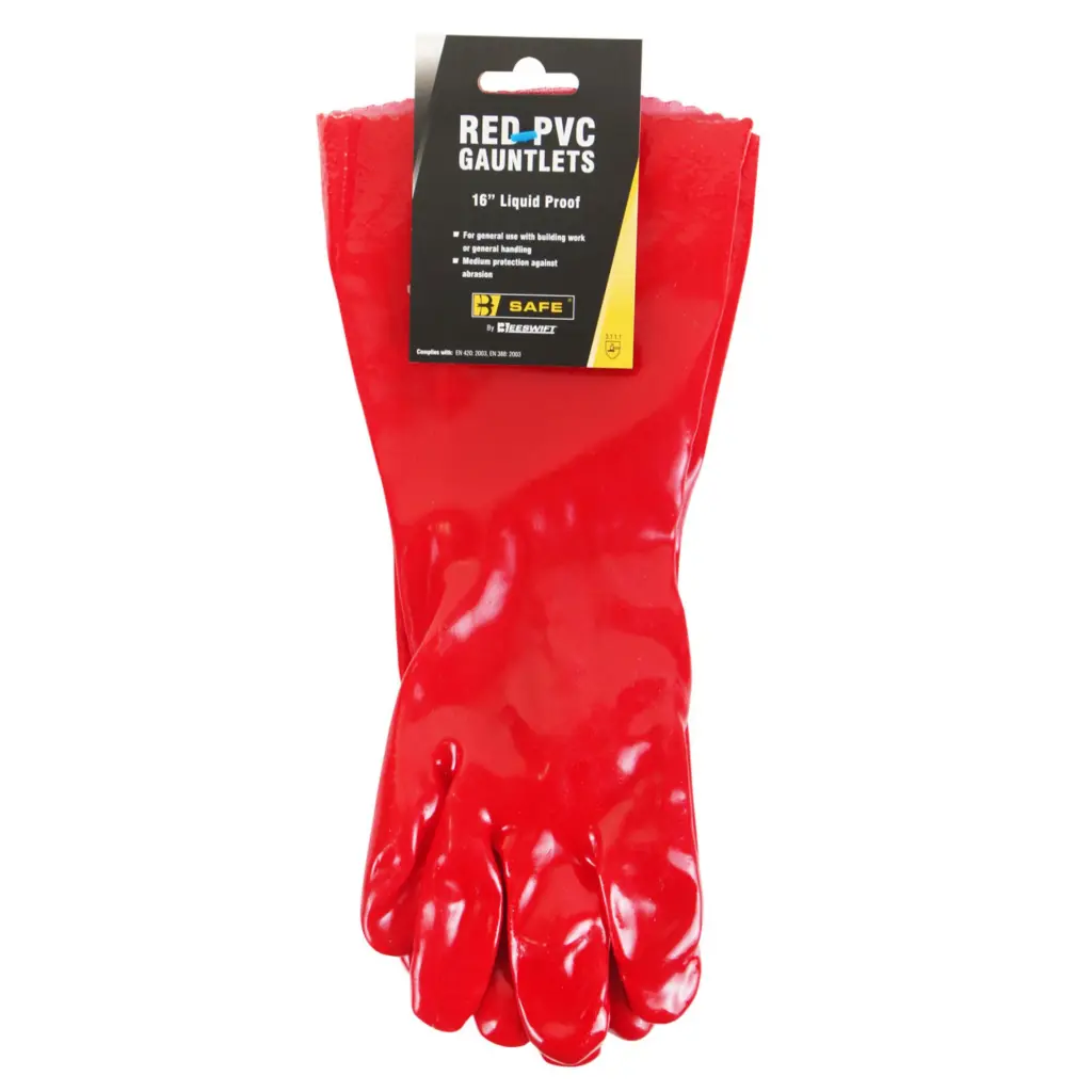 Beeswift B-Safe PVC Gauntlet 16” Red 16” (Pair)
