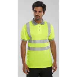 B-Seen EN ISO 20471 Hi Vis Yellow Polo Large