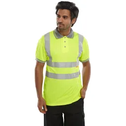 B-Seen EN ISO 20471 Hi Vis Yellow Polo Medium
