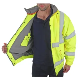 Bomber Jacket Fleece Lined Hi Vis Yellow Medium