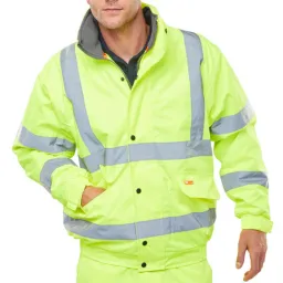 Bomber Jacket Fleece Lined Hi Vis Yellow Xl