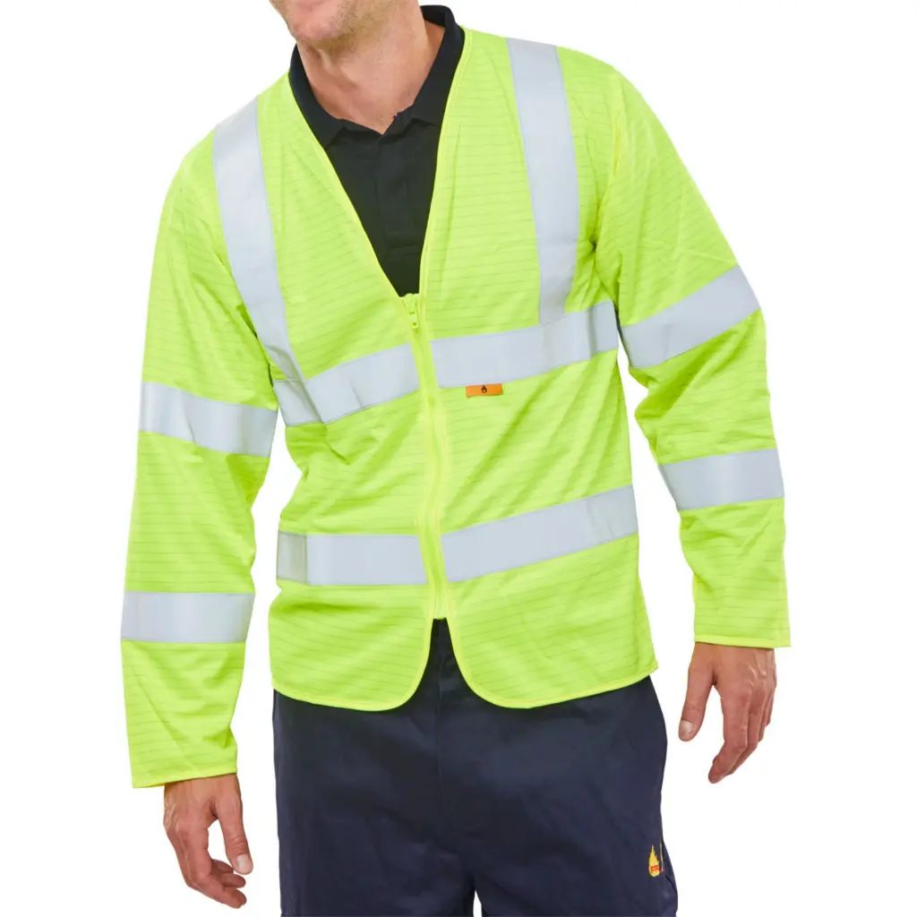 Beeswift Fire Retardant Hi-Vis Jerkin Saturn Yellow 4XL