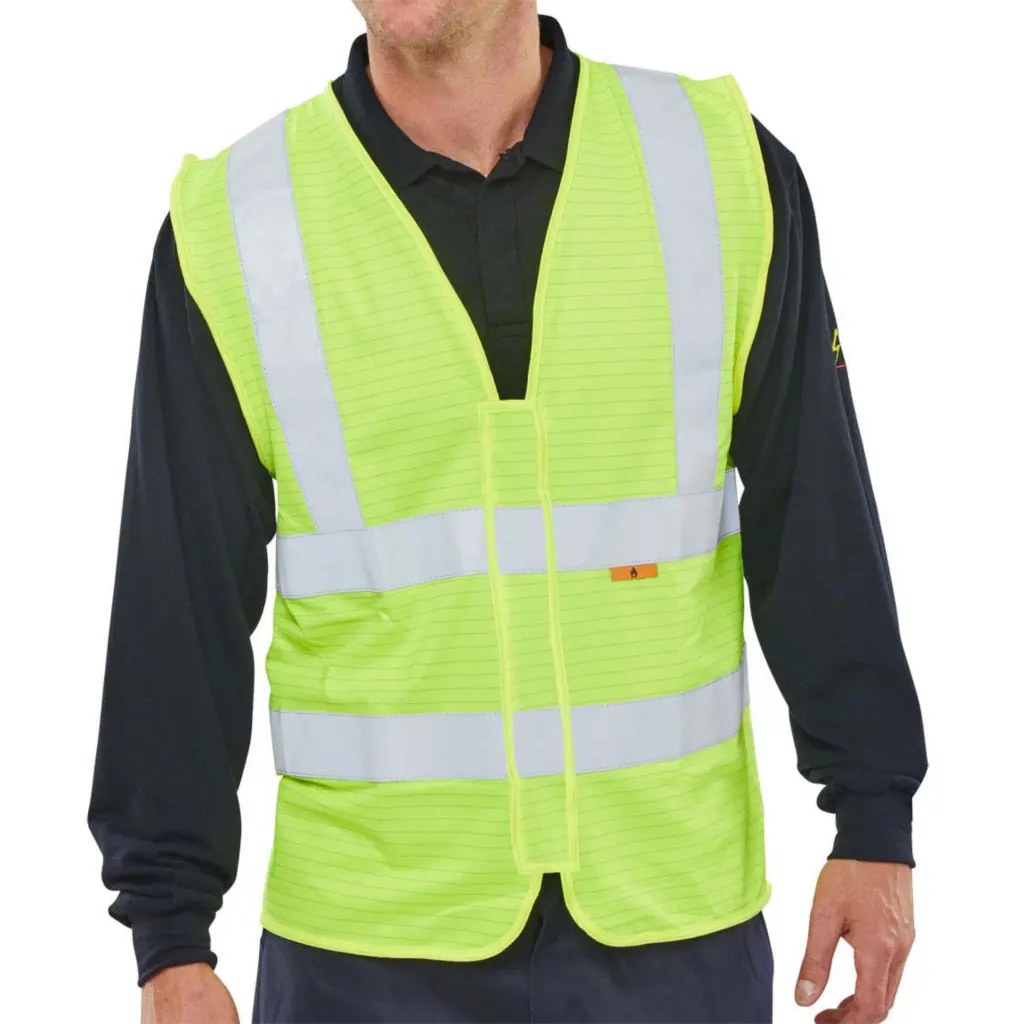 Beeswift Fire Retardant Hi-Vis Waistcoat Saturn Yellow M