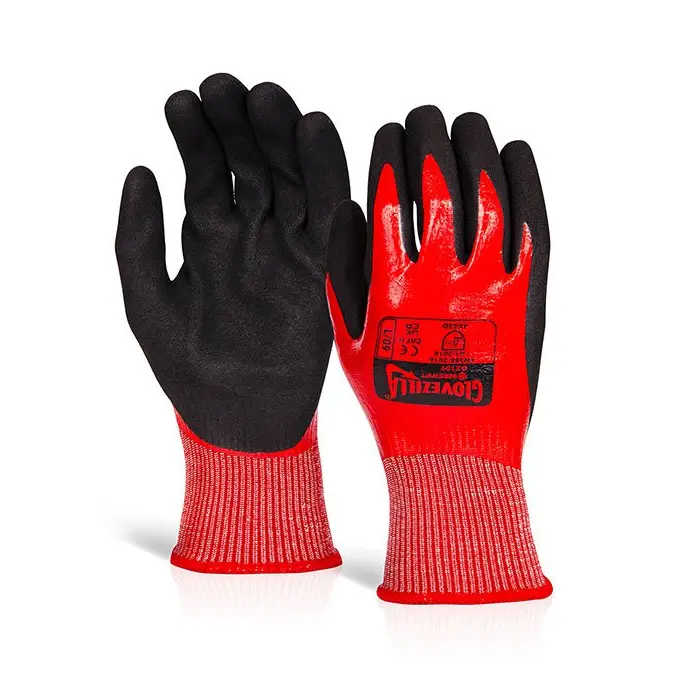Beeswift GLOVEZILLA WATERPROOF NITRILE CUT D GLOVE RED SML (07) Pk10