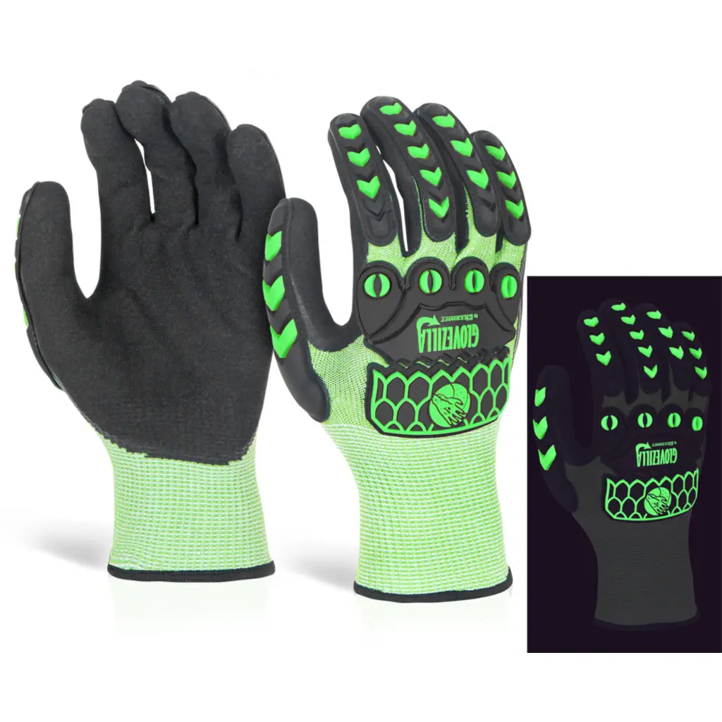 Beeswift Glovezilla Glow In The Dark Foam Nitrile Glove Green 2XL (Pair)