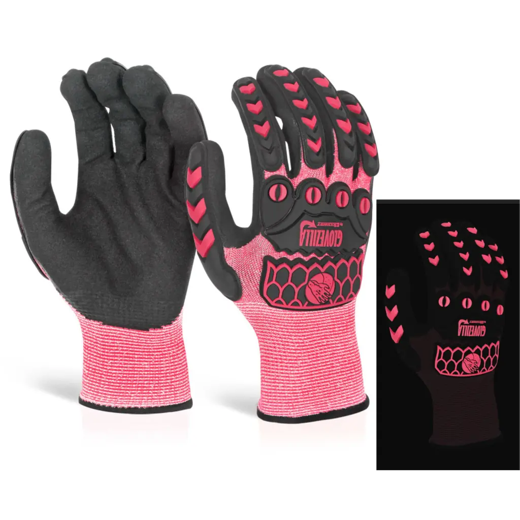 Beeswift Glovezilla Glow In The Dark Foam Nitrile Glove Pink M (Pair)