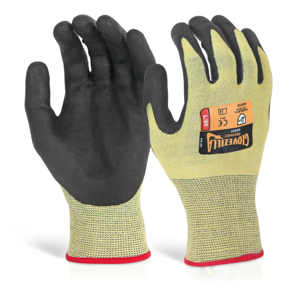 Beeswift Glovezilla Nitrile Palm Coated Glove Yellow 2XL (Pair)
