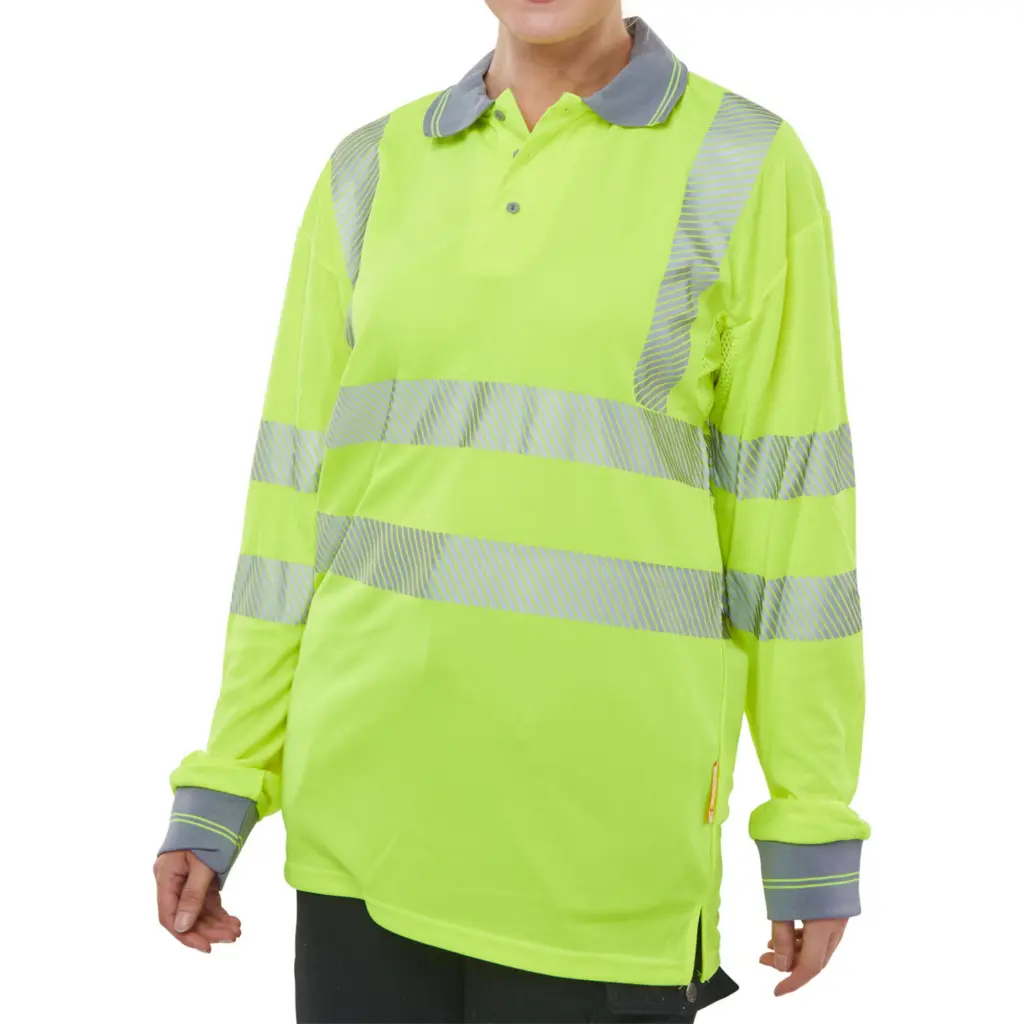 Beeswift High Visibility Executive Long Sleeve Polo Saturn Yellow 4XL