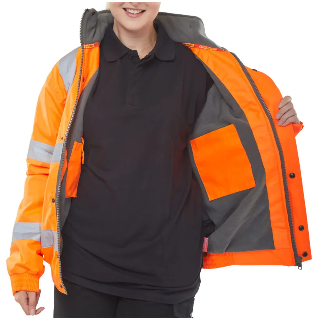 Beeswift High Visibility Fleece Lined Bomber Jacket Orange S