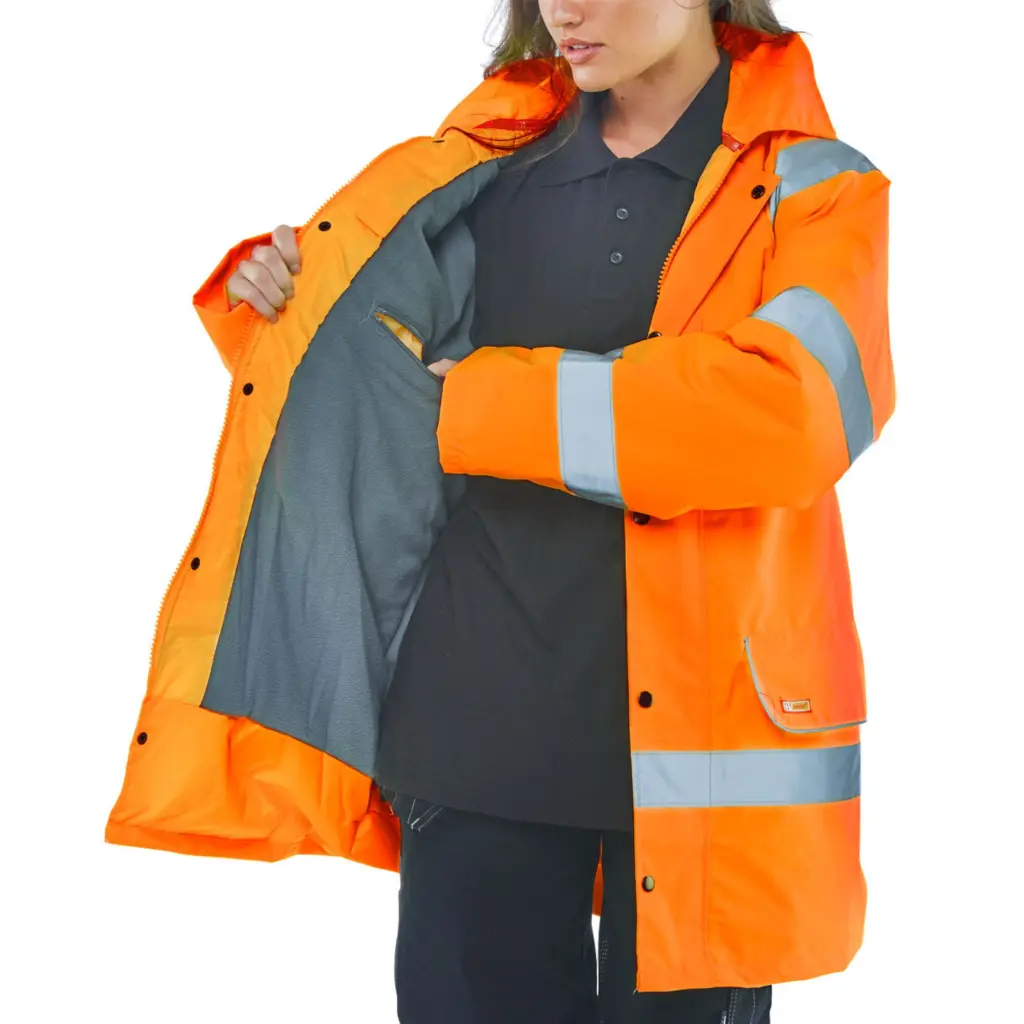 Beeswift High Visibility Fleece Lined Traffic Jacket Orange M