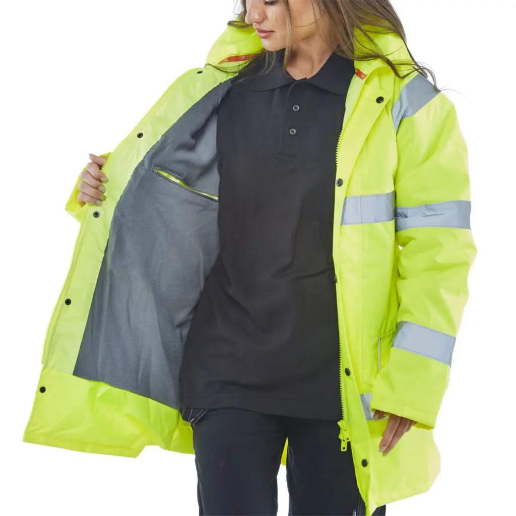 Beeswift High Visibility Fleece Lined Traffic Jacket Saturn Yellow 6XL