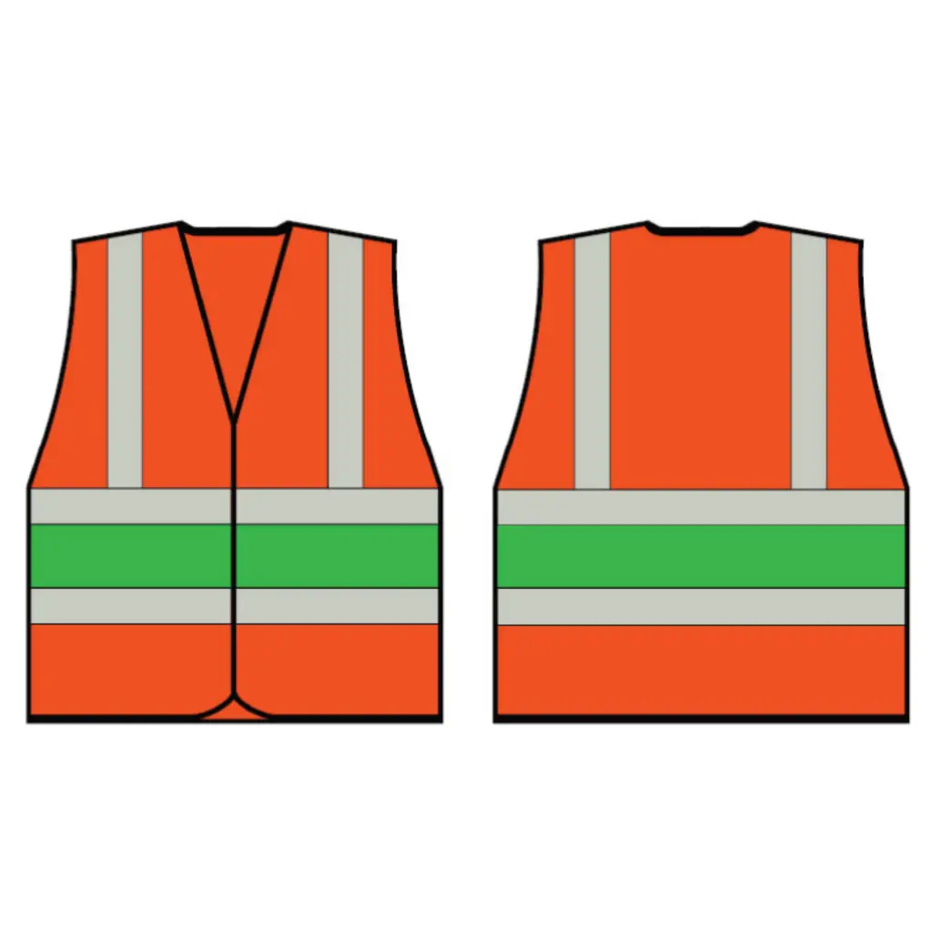 Beeswift High Visibility Orange Vest With Green Band Small