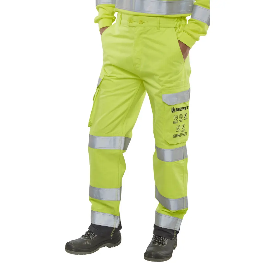 Beeswift High Visibility  Trousers Saturn Yellow / Navy 30T