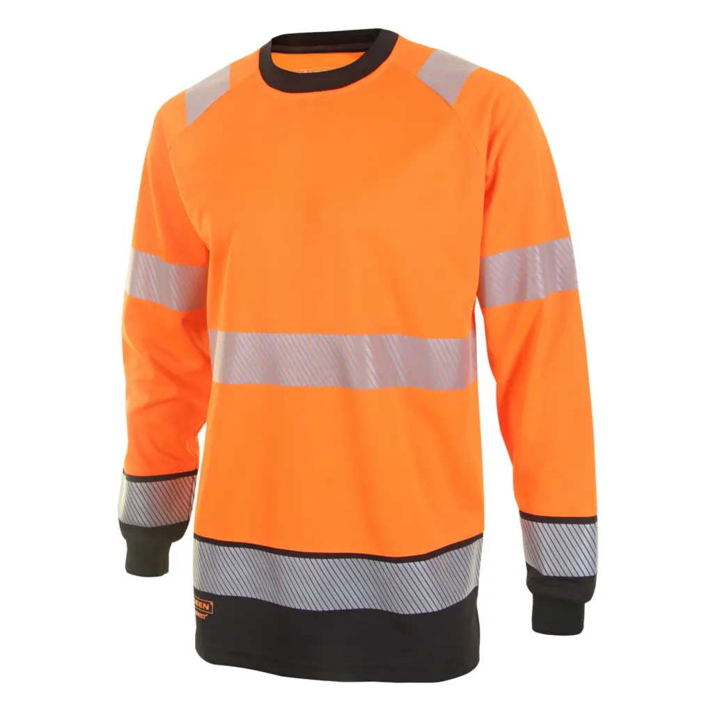 Beeswift High Visibility  Two Tone Long Sleeve T Shirt Orange / Black L