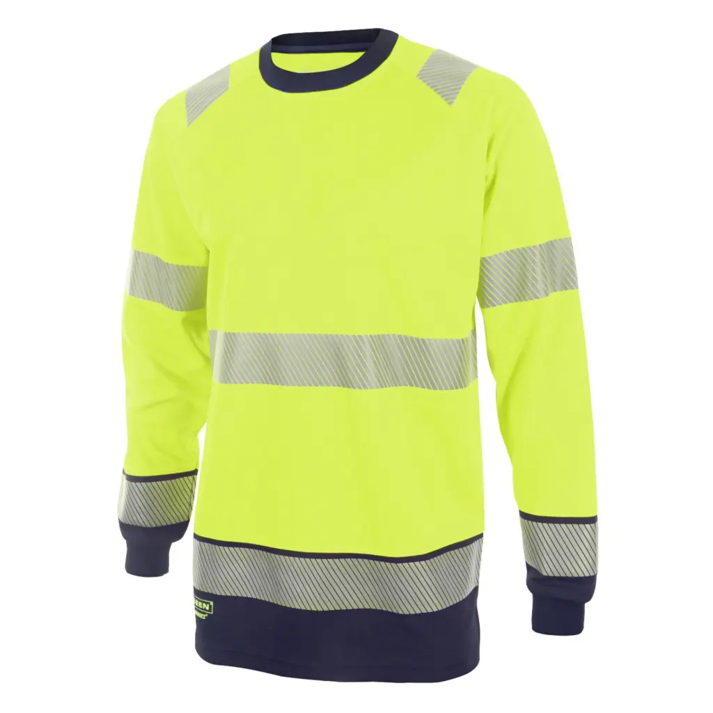 Beeswift High Visibility  Two Tone Long Sleeve T Shirt Saturn Yellow / Navy S
