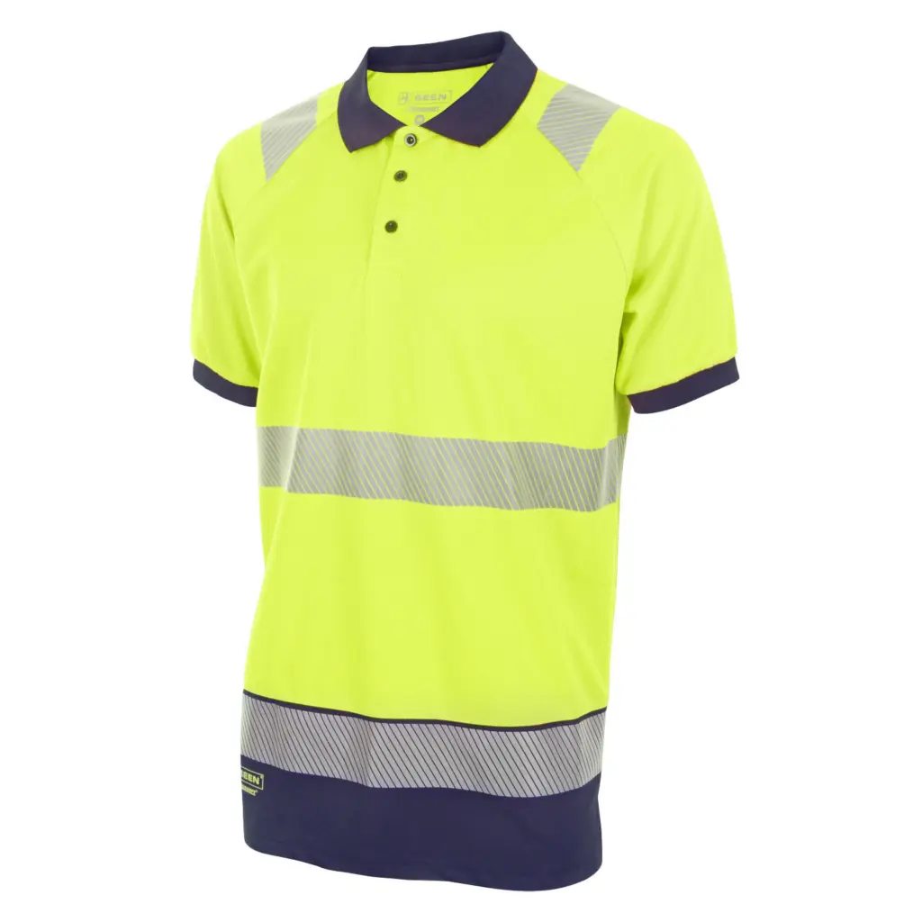 Beeswift High Visibility  Two Tone Polo Shirt Short Sleeve Saturn Yellow / Navy 2XL