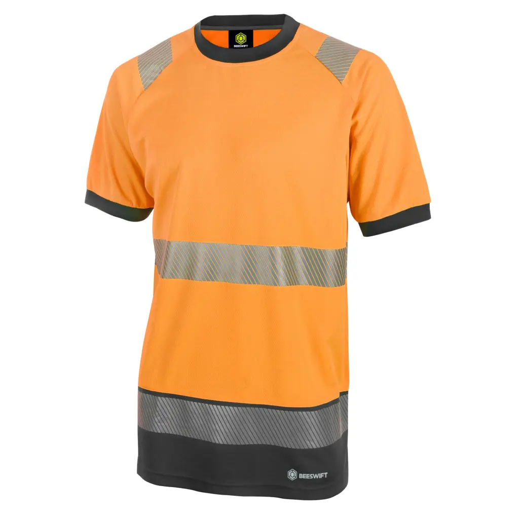 Beeswift High Visibility  Two Tone Short Sleeve T Shirt Orange / Black XL