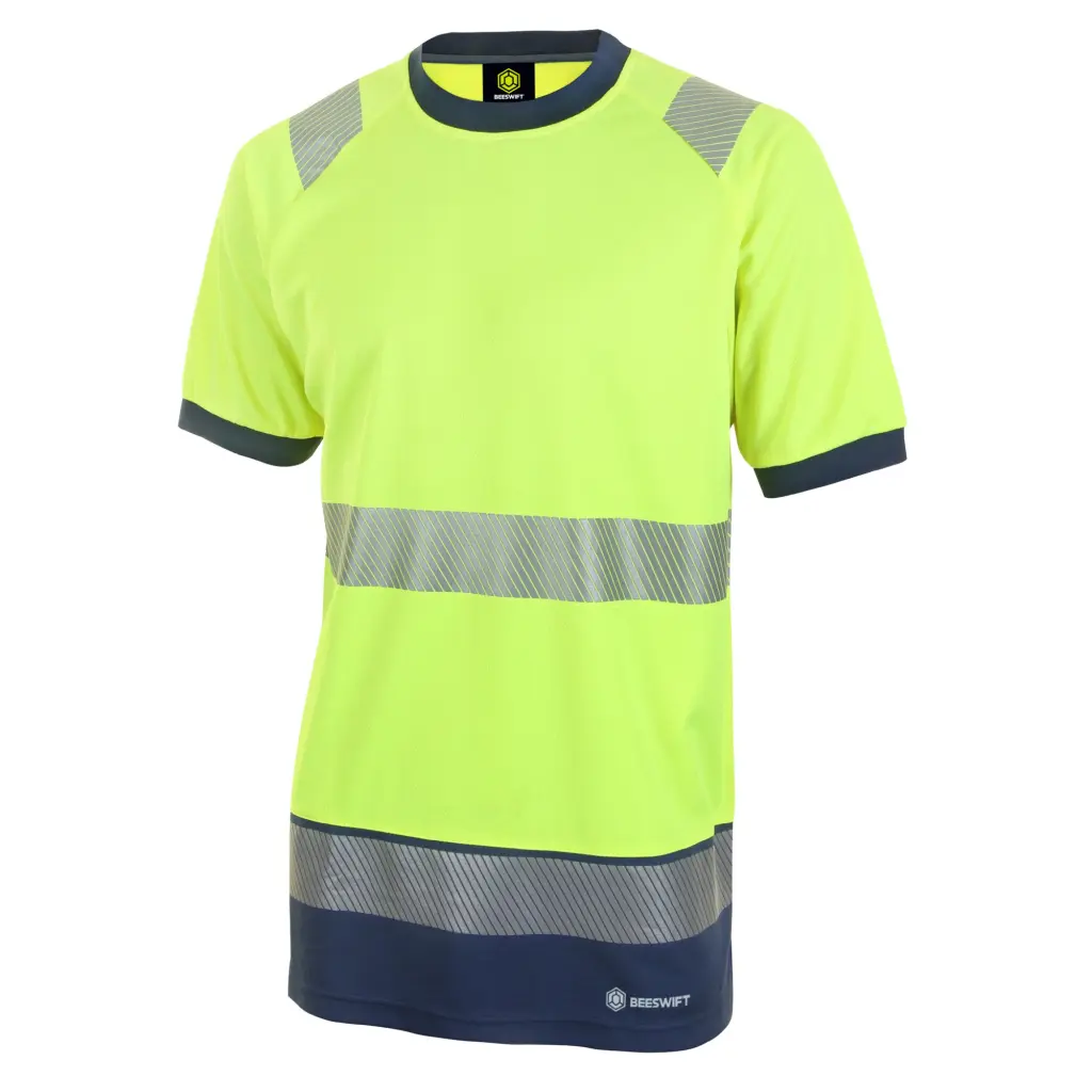 Beeswift High Visibility  Two Tone Short Sleeve T Shirt Saturn Yellow / Navy M