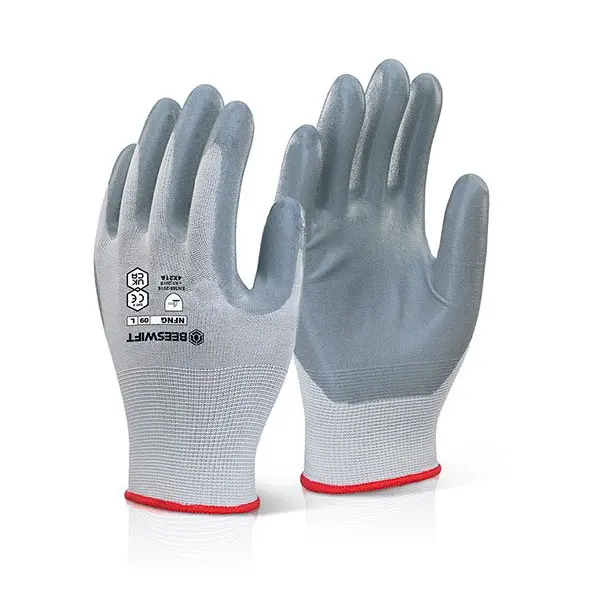 Beeswift Nitrile Foam Nylon Glove Grey 09