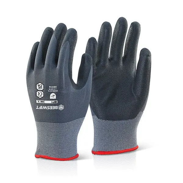 Beeswift Nitrile Pu Mix Coated Glove Black / Grey S