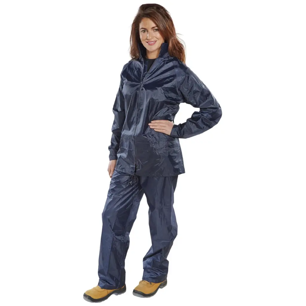 Beeswift Nylon B-Dri Weatherproof Suit Navy Blue XL