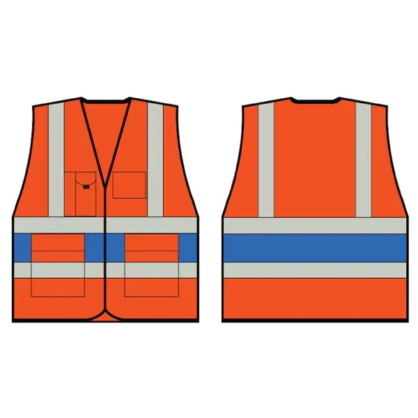 Beeswift Orange Executive Vest With Royal Blue Band Lge