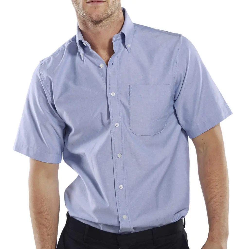 Beeswift Oxford Shirt Short Sleeve Blue 16.5