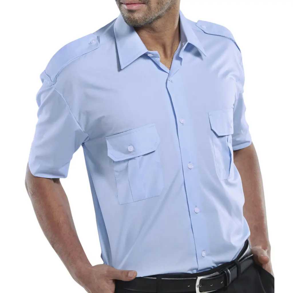 Beeswift Pilot Shirt Short Sleeve Sky Blue 18.5