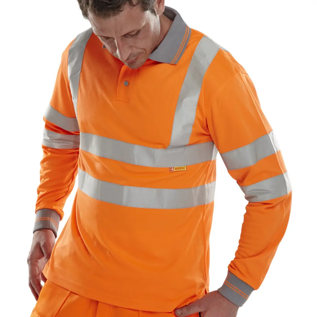 Beeswift Polo Shirt Long Sleeved Orange S