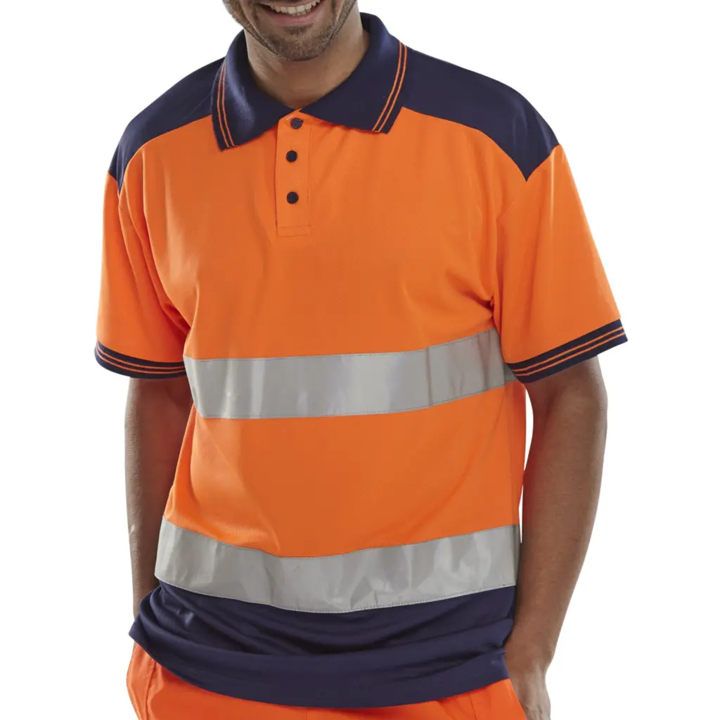 Beeswift Polo Shirt Two Tone Orange / Navy 2XL
