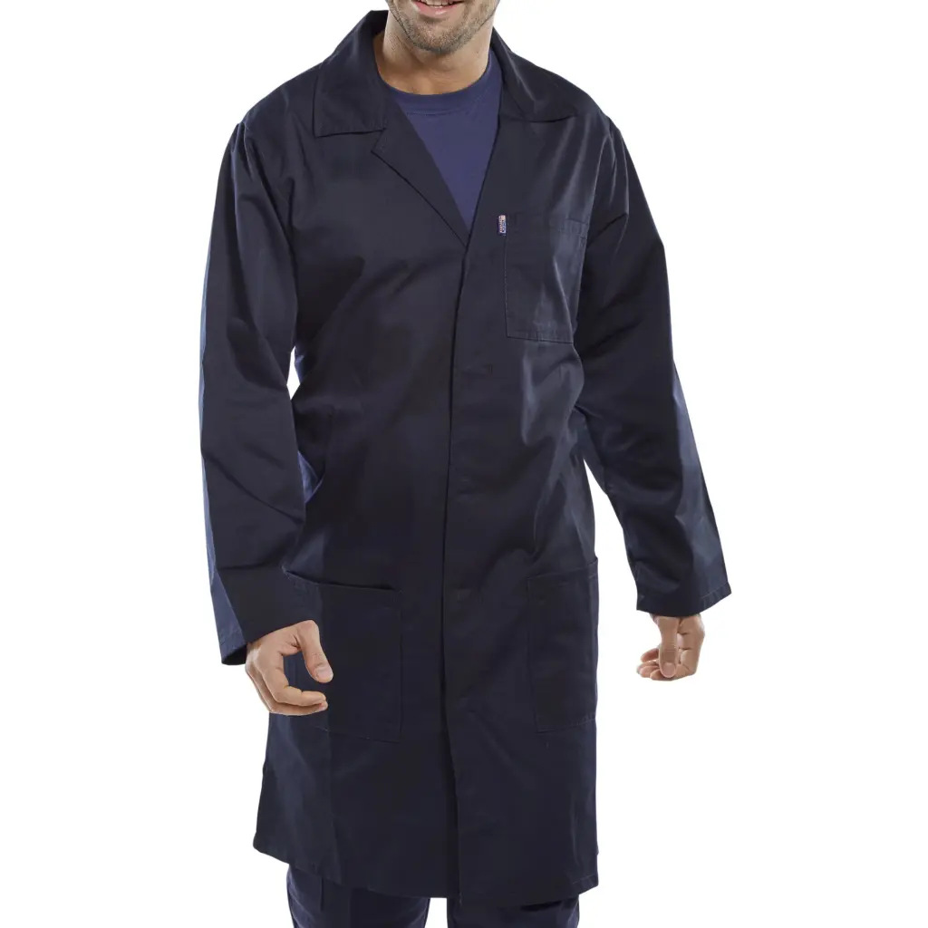 Beeswift Poly Cotton Warehouse Coat Navy Blue 34