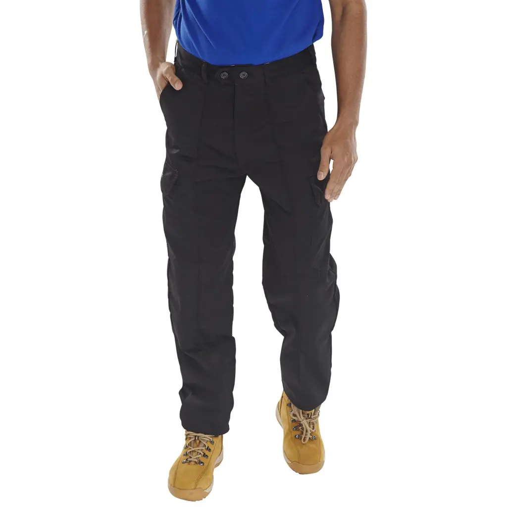 Beeswift Poly Cotton Work Trousers  Black 50S