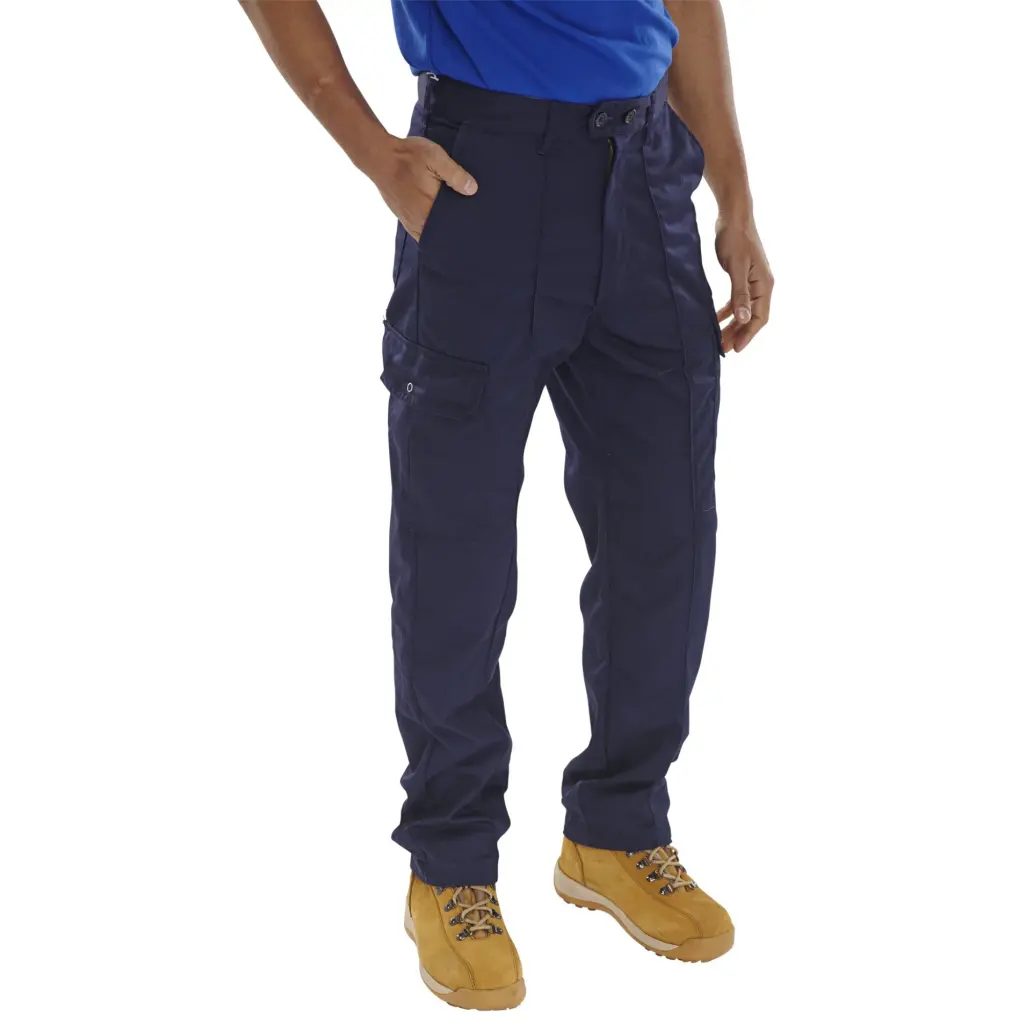 Beeswift Poly Cotton Work Trousers  Navy Blue 46T