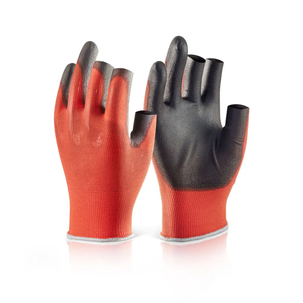 Beeswift Pu Coated 3 Fingerless Glove Red XL (Box of 10)