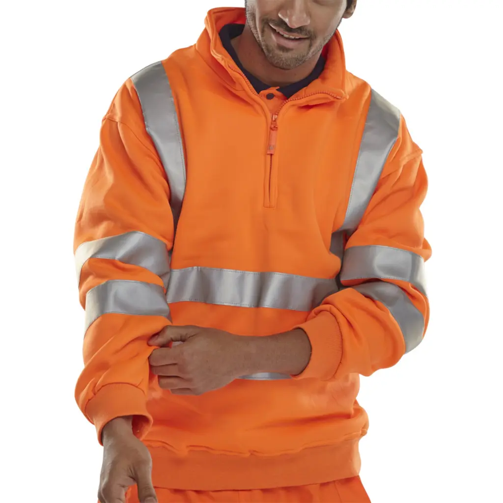 Beeswift Quarter Zipped Sweatshirt Orange 2XL