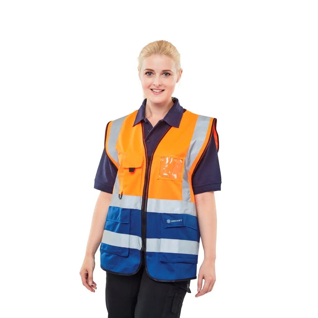 Beeswift Two Tone Executive Waistcoat Orange / Navy S