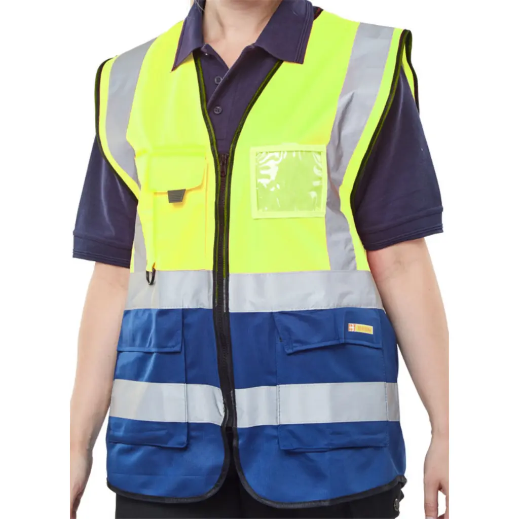Beeswift Two Tone Executive Waistcoat Saturn Yellow / Navy M