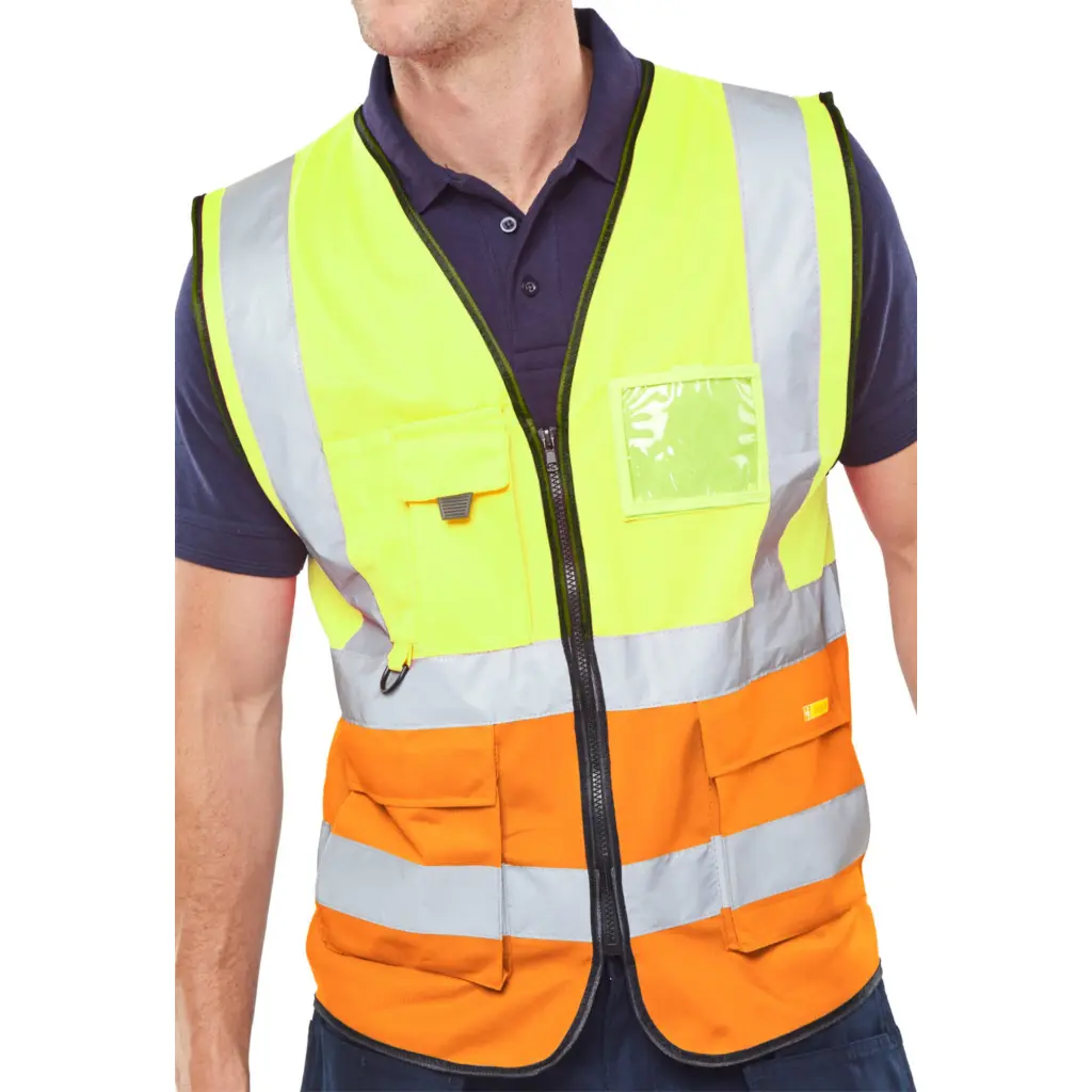 Beeswift Two Tone Executive Waistcoat Saturn Yellow / Orange 5XL