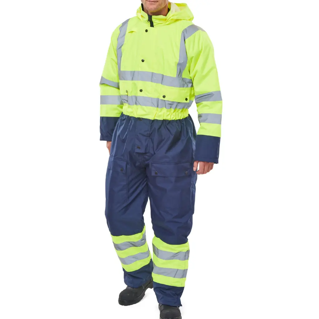 Beeswift Two Tone Hiviz Thermal Waterproof Coverall Saturn Yellow / Navy XL