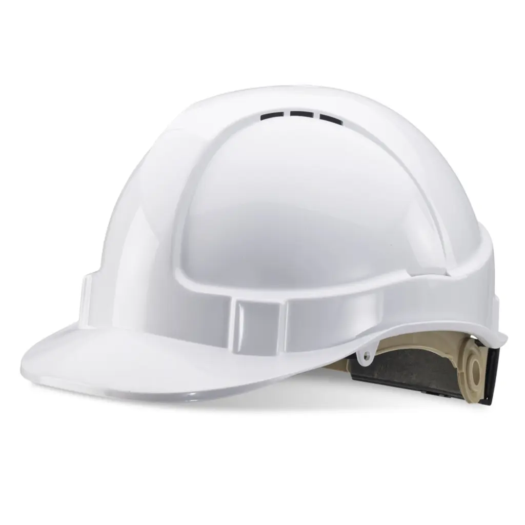 Beeswift Wheel Ratchet Vented Safety Helmet White 