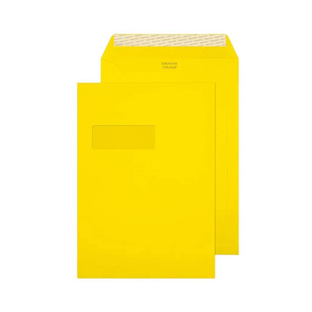 Blake Colour C4 Banana Yellow Pocket Window Peel and Seal 120gsm 324x229mm BOX 250
