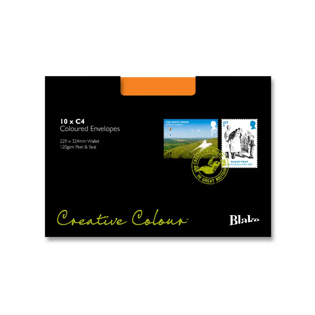 Blake Colour C4 Pumpkin Orange Peel and Seal 120gsm 324x229mm BOX 250 PACK 10