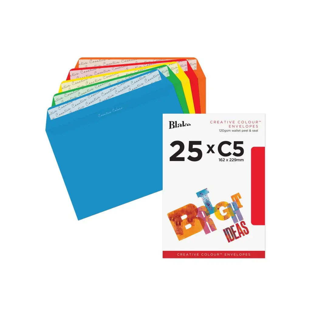 Blake Colour C5 Assorted Wallet Peel and Seal 120gsm 162x229mm BOX 500 PACK 25