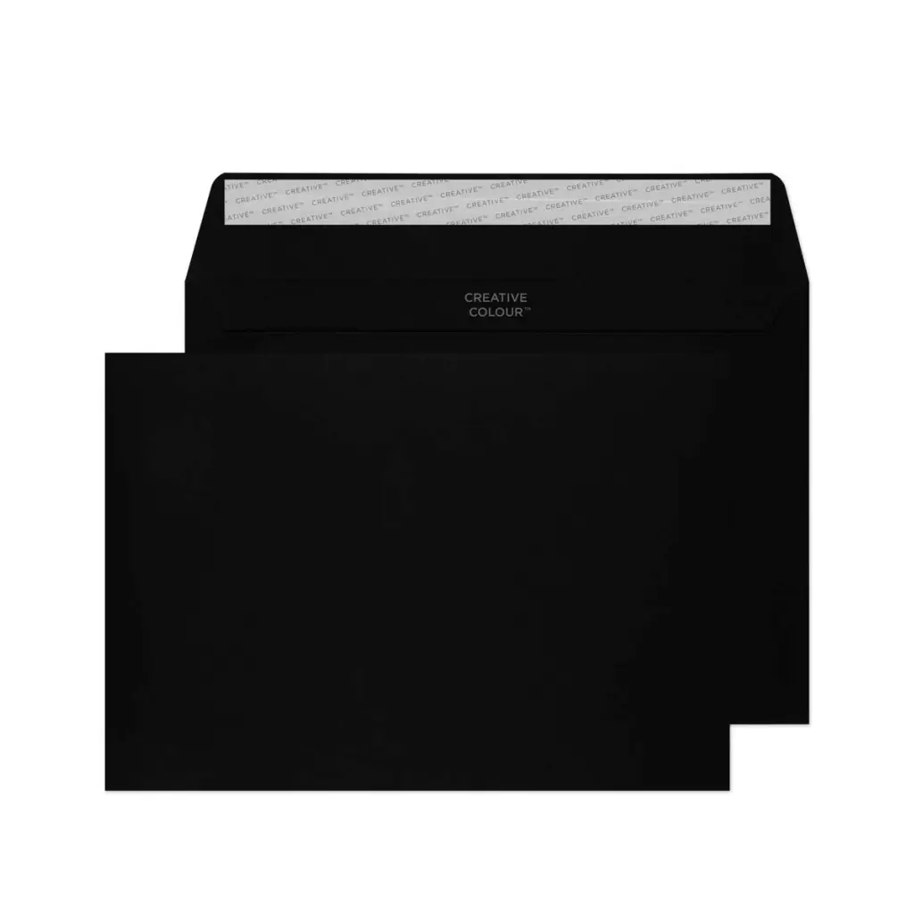 Blake Colour C5 Jet Black Wallet Peel and Seal 120gsm 162x229mm PACK 25