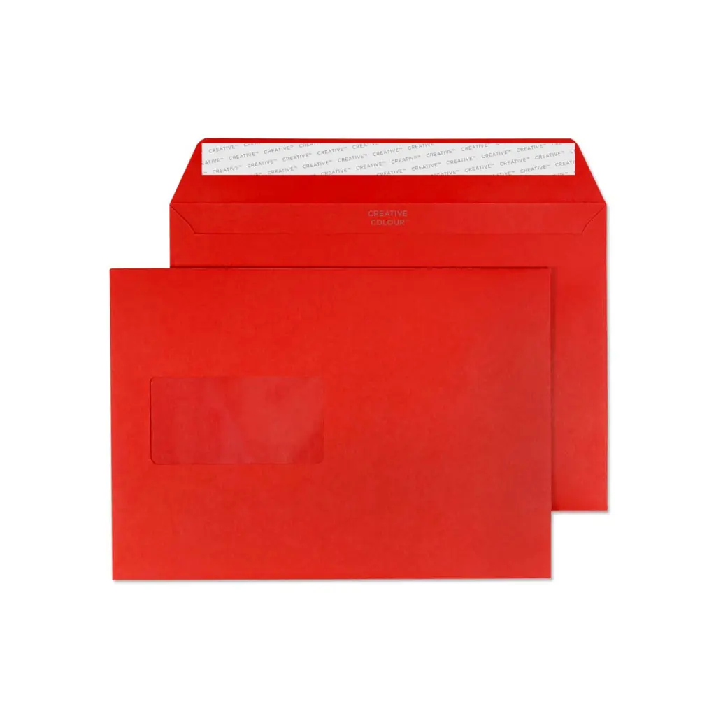Blake Colour C5 Pillar Box Red Wallet Window Peel and Seal 120gsm 162x229mm BOX 500