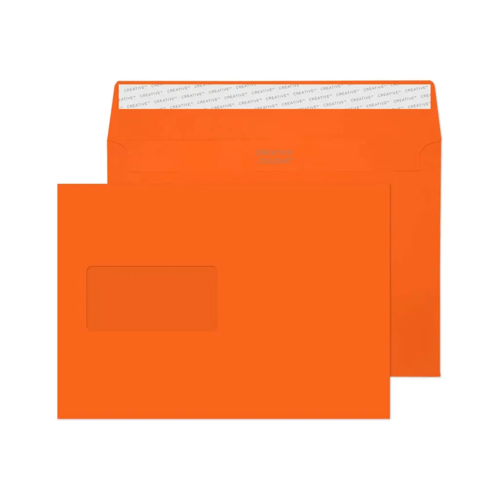 Blake Colour C5 Pumpkin Orange Wallet Window Peel and Seal 120gsm 162x229mm BOX 500
