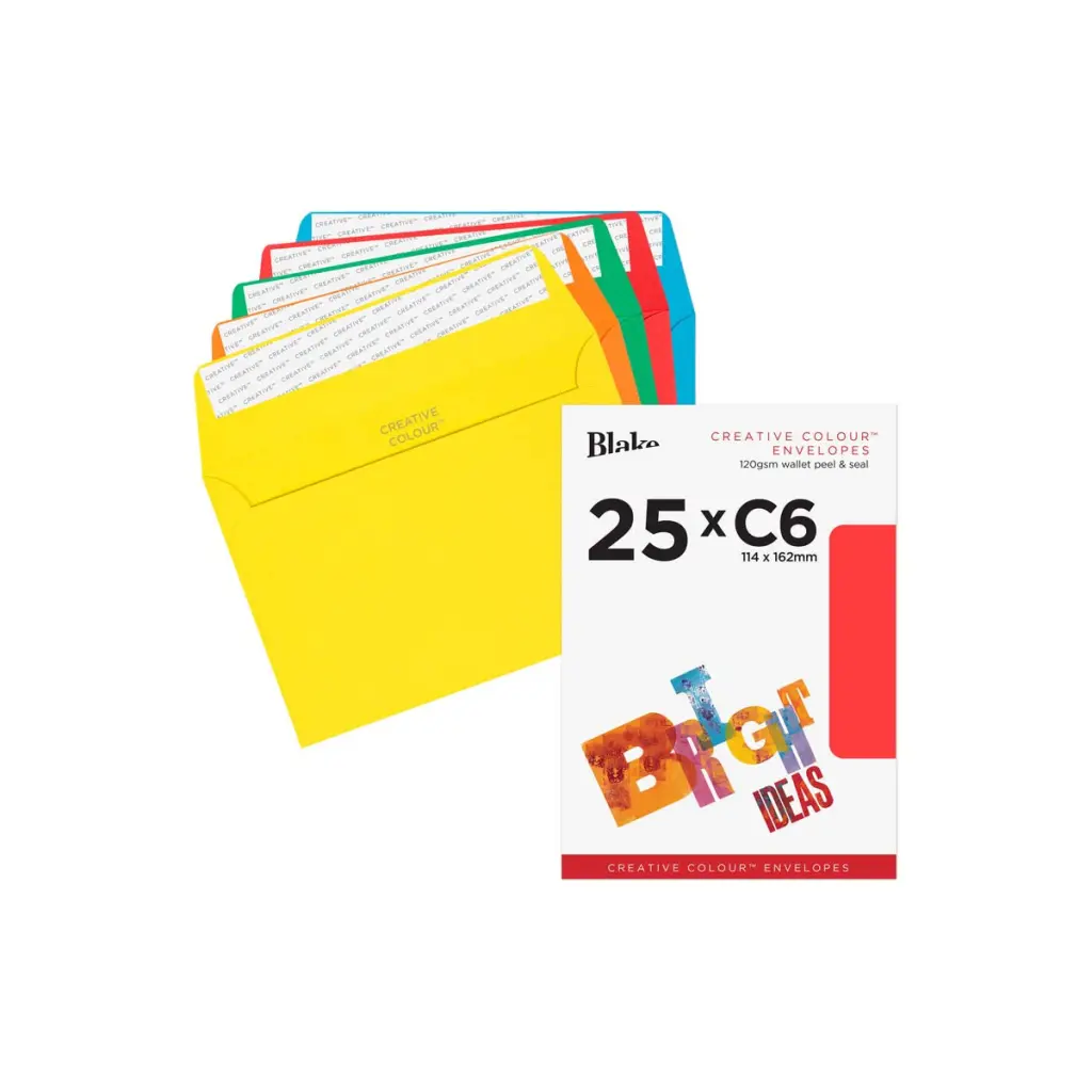 Blake Colour C6 Assorted Wallet Peel and Seal 120gsm 114x162mm BOX 500 PACK 25