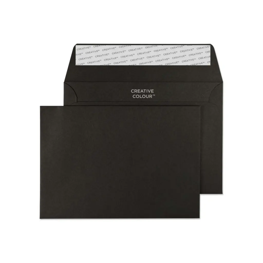 Blake Colour C6 Jet Black Wallet Peel and Seal 120gsm 114x162mm BOX 500